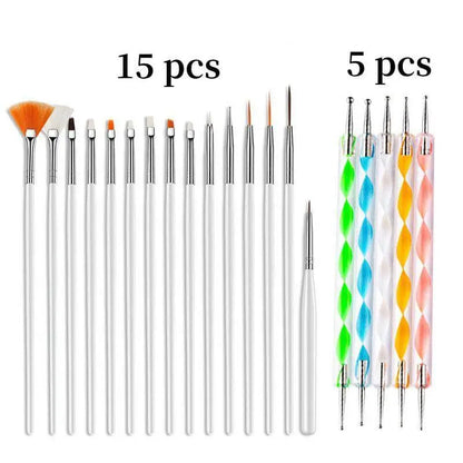 20Pcs Nail Art Brush Acrylic Gel UV Polish Manicure Tools - Wenston beauty