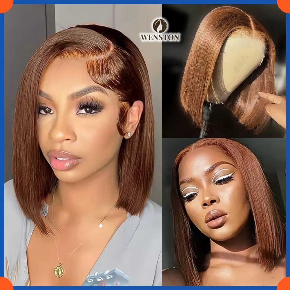 WENSTON Glueless DD Vietnam Bone Straight Human Hair Wig, Pre‑Plucked HD Lace Front Wig