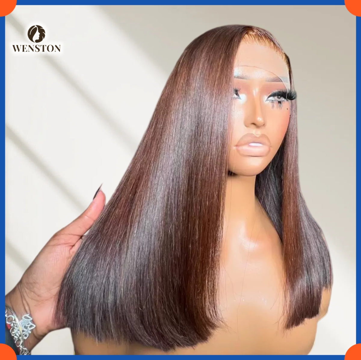 WENSTON Glueless DD Vietnam Bone Straight Human Hair Wig, Pre‑Plucked HD Lace Front Wig
