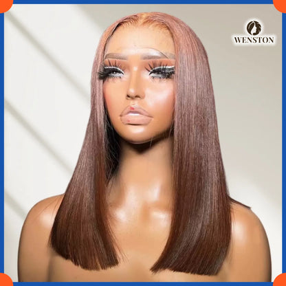 WENSTON Glueless DD Vietnam Bone Straight Human Hair Wig, Pre‑Plucked HD Lace Front Wig
