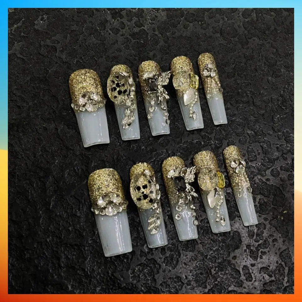 2024 Newest 5D Handmade Press On Nails Long fake nails