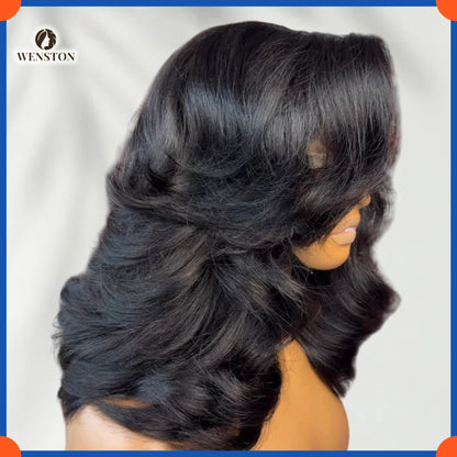 WENSTON Bouncy Vietnamese 16 Inch 5x5 Closure Human Hair Wig for Women