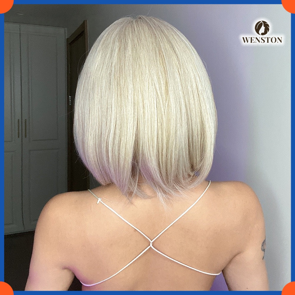 WENSTON European Fashion Wig for Women, Platinum blonde