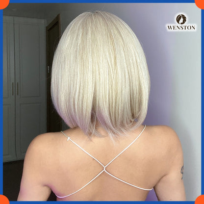 WENSTON European Fashion Wig for Women, Platinum blonde