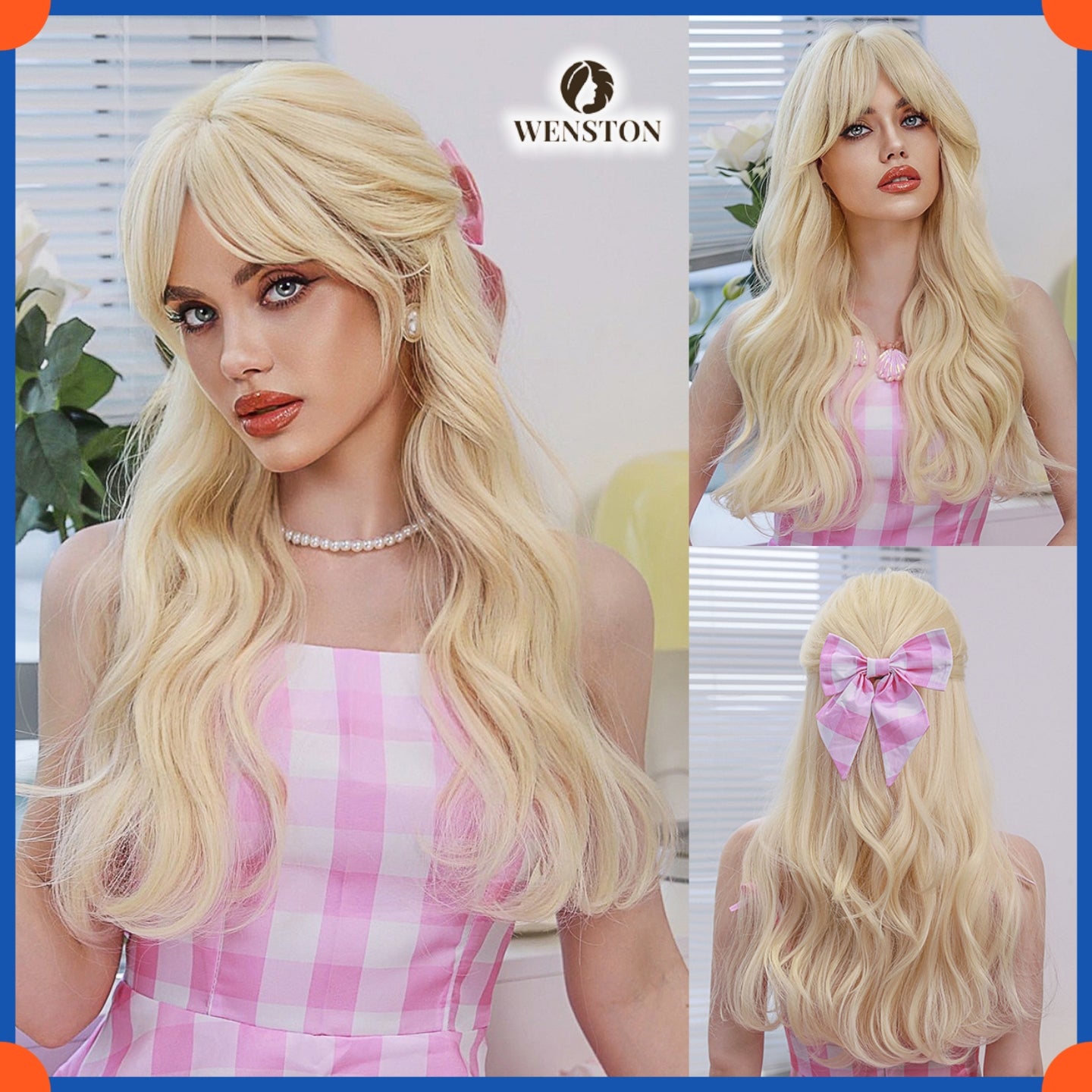 WENSTON Barbie European Fashion Long Curly Wig For Women