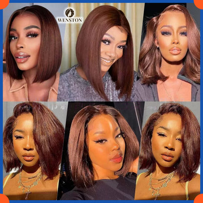 WENSTON Glueless DD Vietnam Bone Straight Human Hair Wig, Pre‑Plucked HD Lace Front Wig