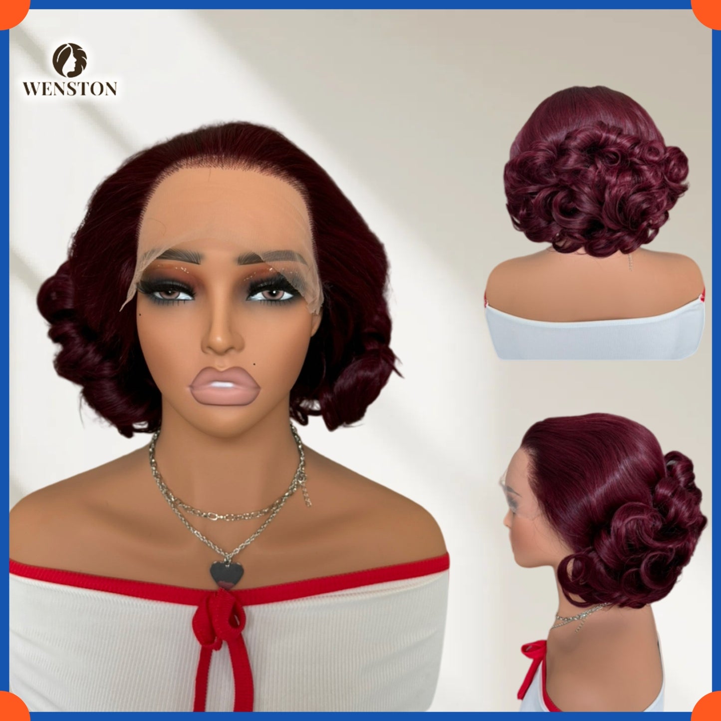 WENSTON 12A Toronto 5 by 8 Full Closure Bounce Lace Wig, Human Hair for African American Women
