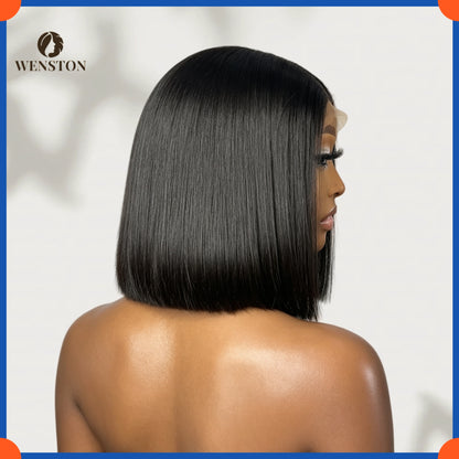 WENSTON 12A Straight Glueless Bob Wig Human Hair for African American Women