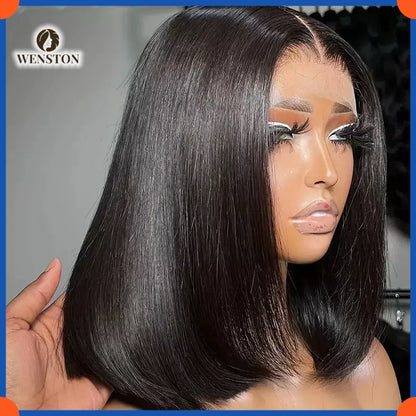 WENSTON 12A Straight Glueless Bob Wig Human Hair for African American Women
