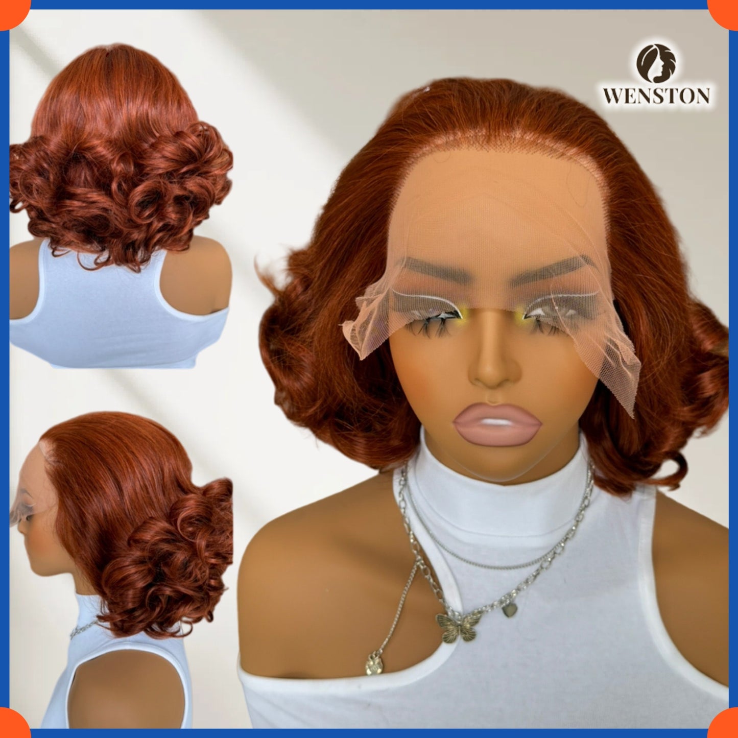 WENSTON 12A Toronto 5 by 8 Full Closure Bounce Lace Wig, Human Hair for African American Women