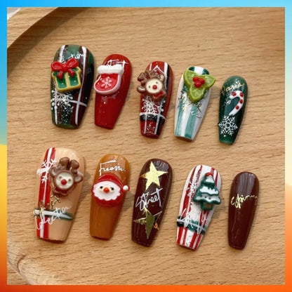 Wenston Christmas Series  3D Handmade Press On Nails False Nails