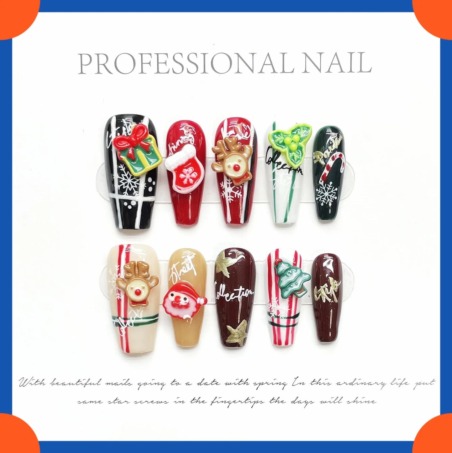 Wenston Christmas Series  3D Handmade Press On Nails False Nails