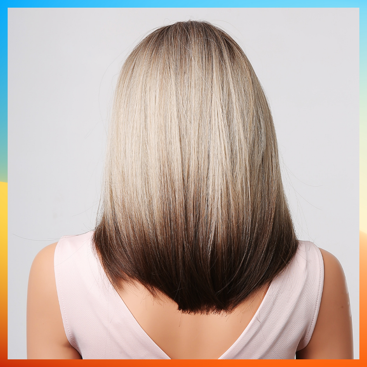 WENSTON European Fashion Women's Wig, Brown White Ombre