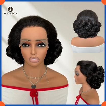 WENSTON 12A Toronto 5 by 8 Full Closure Bounce Lace Wig, Human Hair for African American Women