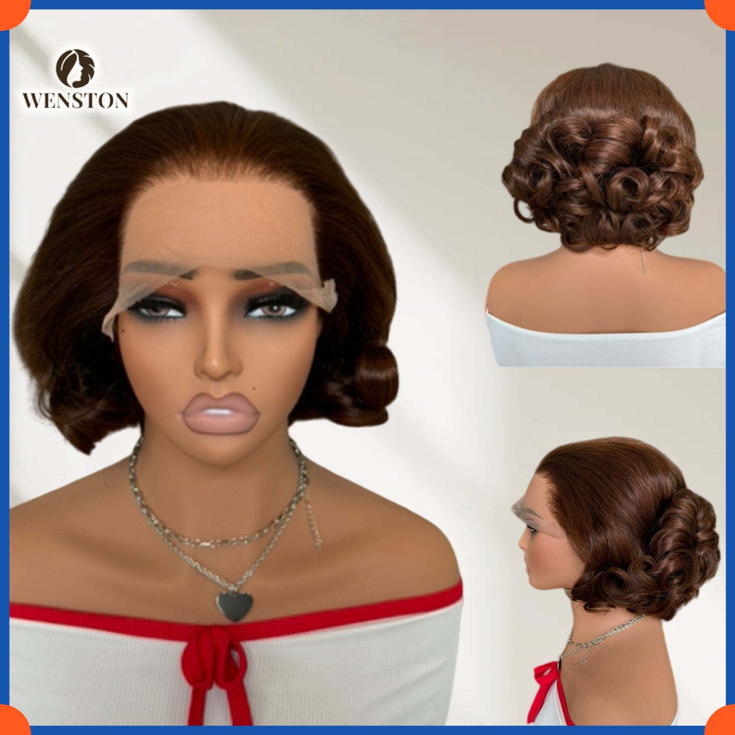 WENSTON 12A Toronto 5 by 8 Full Closure Bounce Lace Wig, Human Hair for African American Women