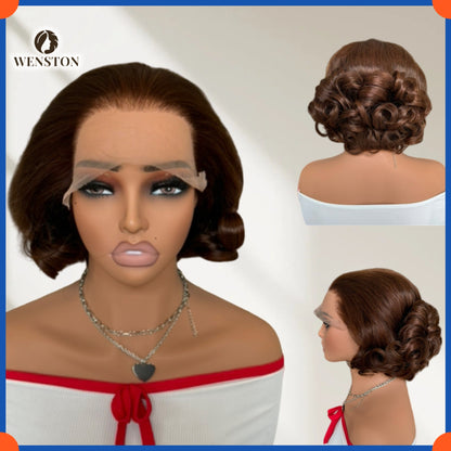 WENSTON 12A Toronto 5 by 8 Full Closure Bounce Lace Wig, Human Hair for African American Women