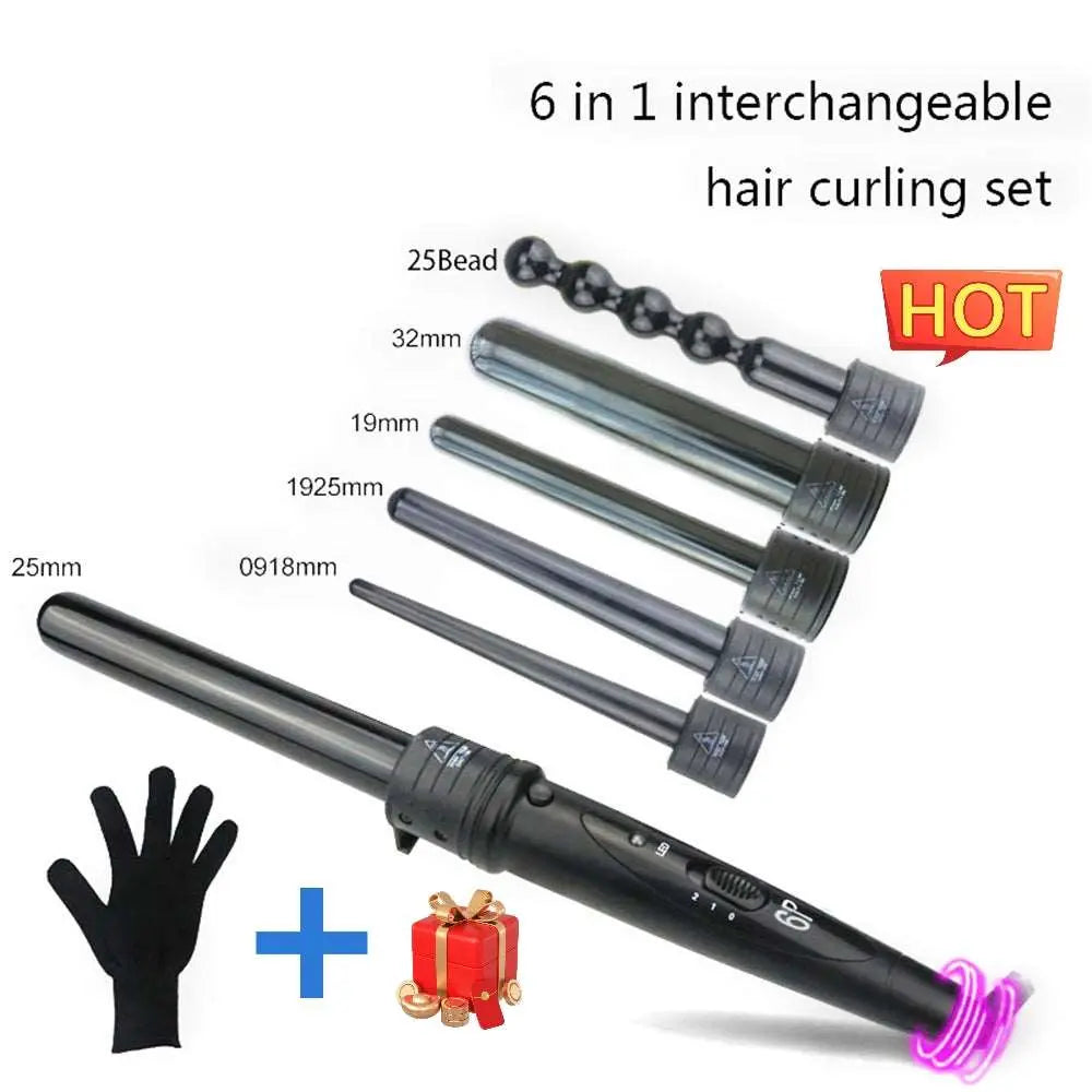 6 in 1 Curling Iron Curling Wand Set