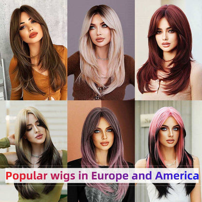 Popular Long Wigs for Women Long Synthetic Wigs Middle Part Wigs