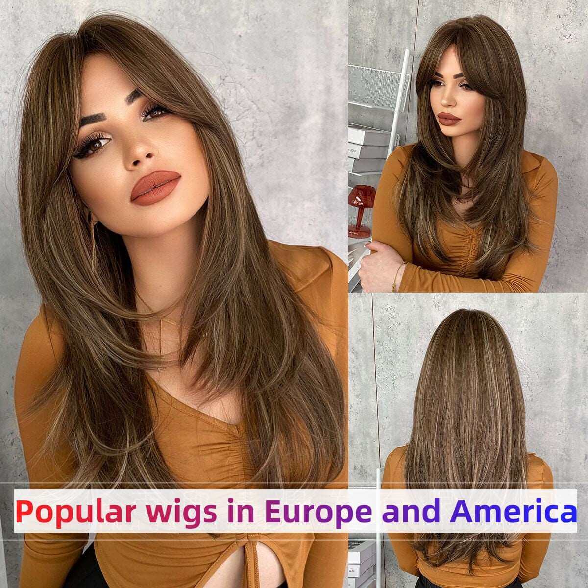 Popular Long Wigs for Women Long Synthetic Wigs Middle Part Wigs