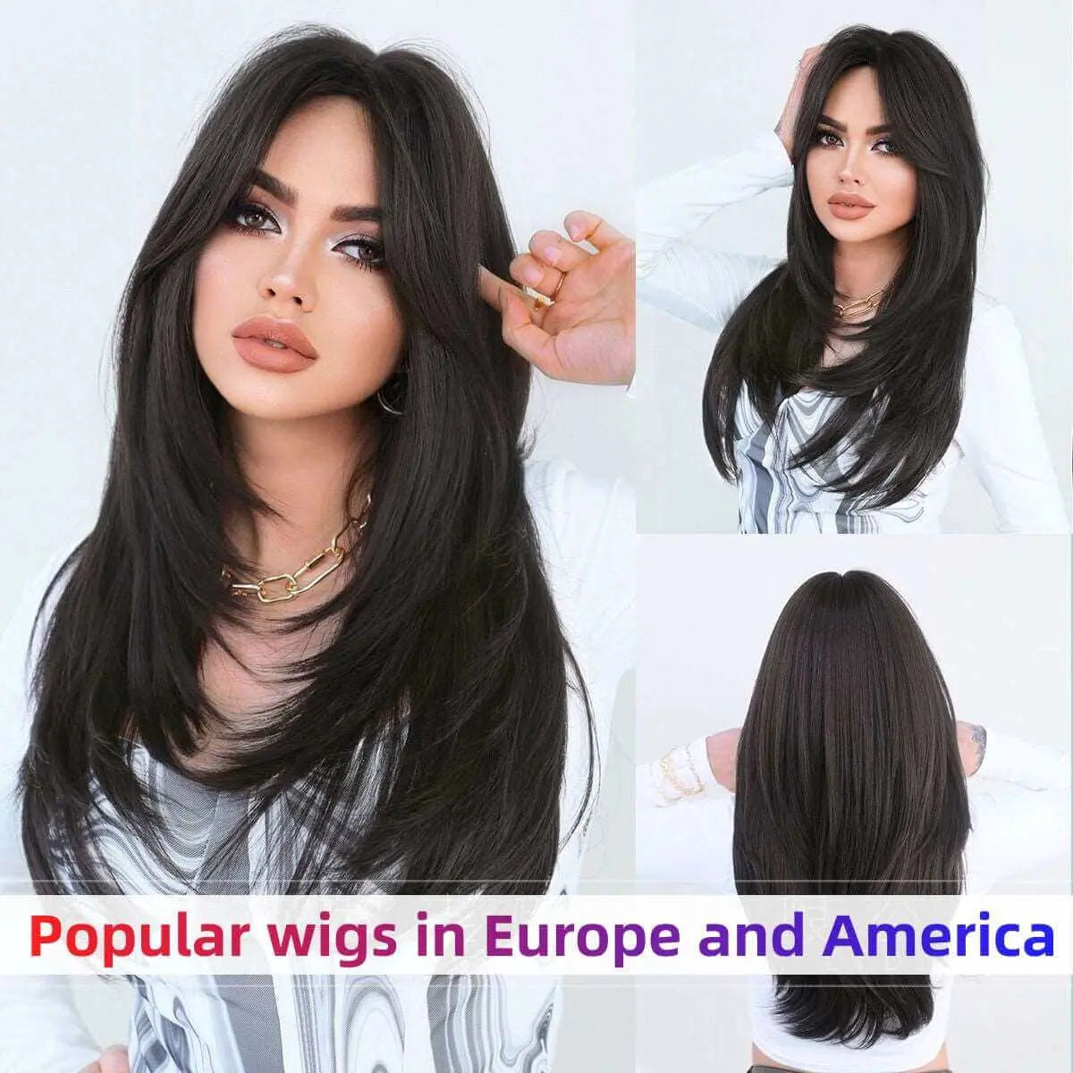 Popular Long Wigs for Women Long Synthetic Wigs Middle Part Wigs