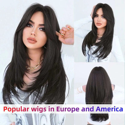 Popular Long Wigs for Women Long Synthetic Wigs Middle Part Wigs