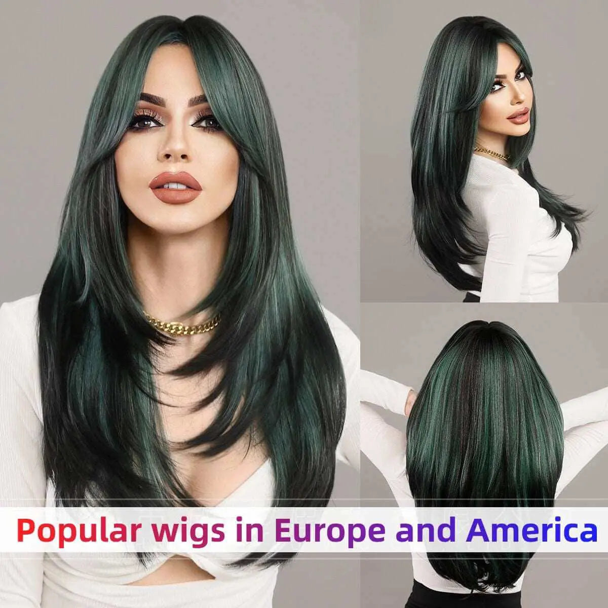 Popular Long Wigs for Women Long Synthetic Wigs Middle Part Wigs