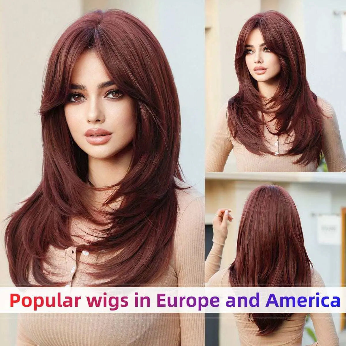 Popular Long Wigs for Women Long Synthetic Wigs Middle Part Wigs