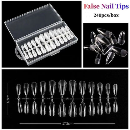 240Pcs/Bag Long False Nail Tips