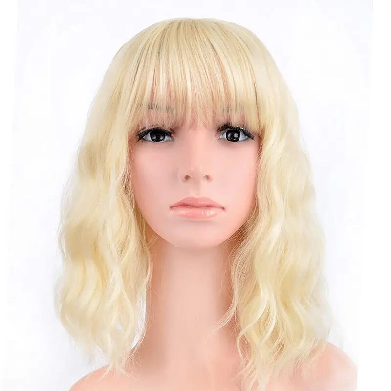 Pastel Wavy Wigs With Air Bangs 