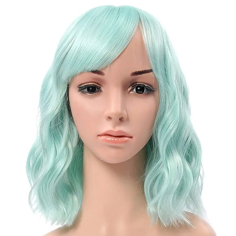 Pastel Wavy Wigs With Air Bangs 