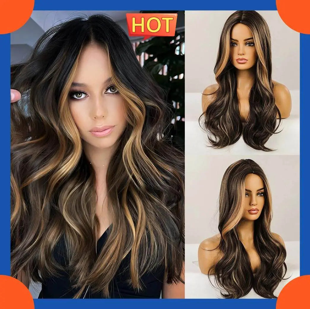 Long Brown Wavy Wigs for Women