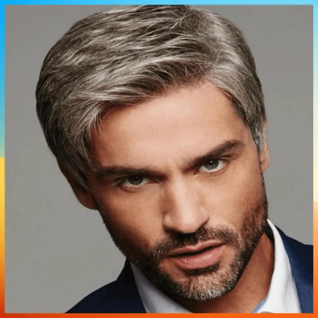 Short Straight Wigs For Men Grey