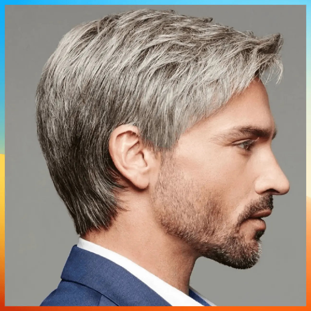 Short Straight Wigs For Men Grey