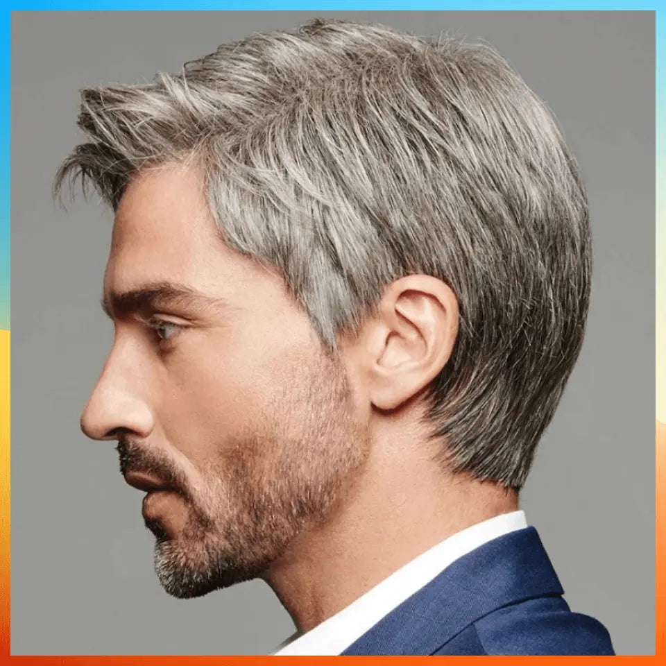 Short Straight Wigs For Men Grey