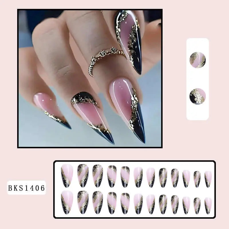 24Pcs Salon French Wenston Press on Nails Tip Nails for Nail Art