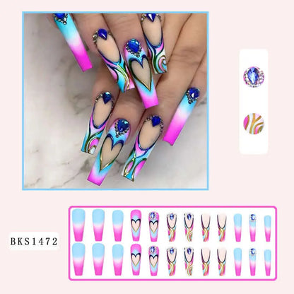 24Pcs Salon French Wenston Press on Nails Tip Nails for Nail Art