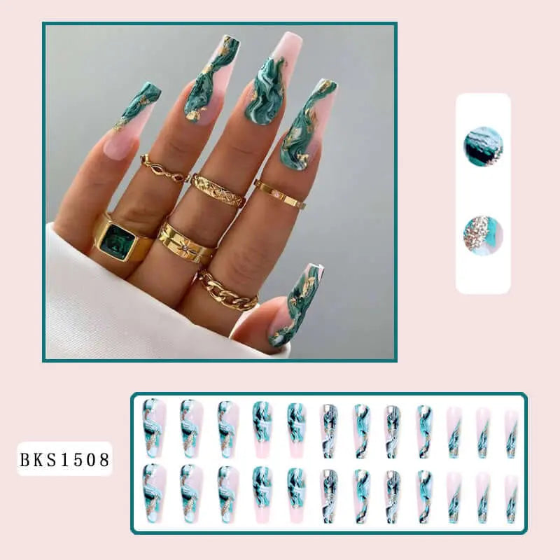 24Pcs Salon French Wenston Press on Nails Tip Nails for Nail Art