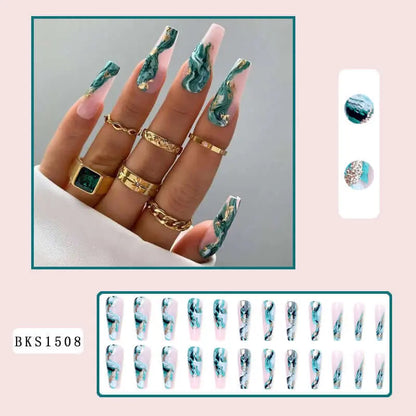 24Pcs Salon French Wenston Press on Nails Tip Nails for Nail Art