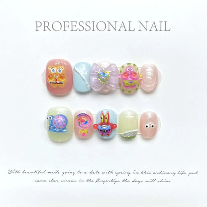 Wenston Fashion Handmade Press On Nails Gel False Nails