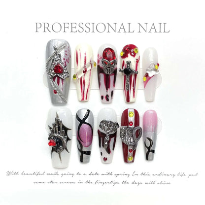 Wenston 3D Fashion Handmade Press On Nails Gel False Nails