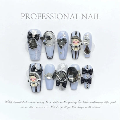 Wenston 3D Fashion Handmade Press On Nails Gel False Nails