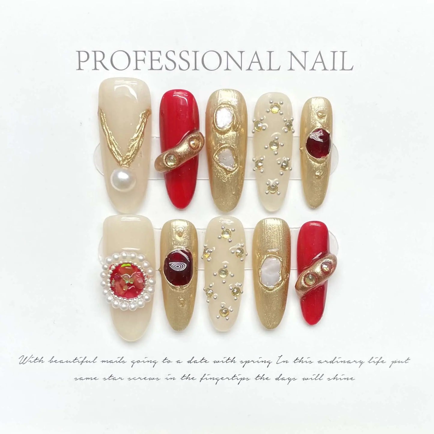 Wenston 3D Fashion Handmade Press On Nails Gel False Nails