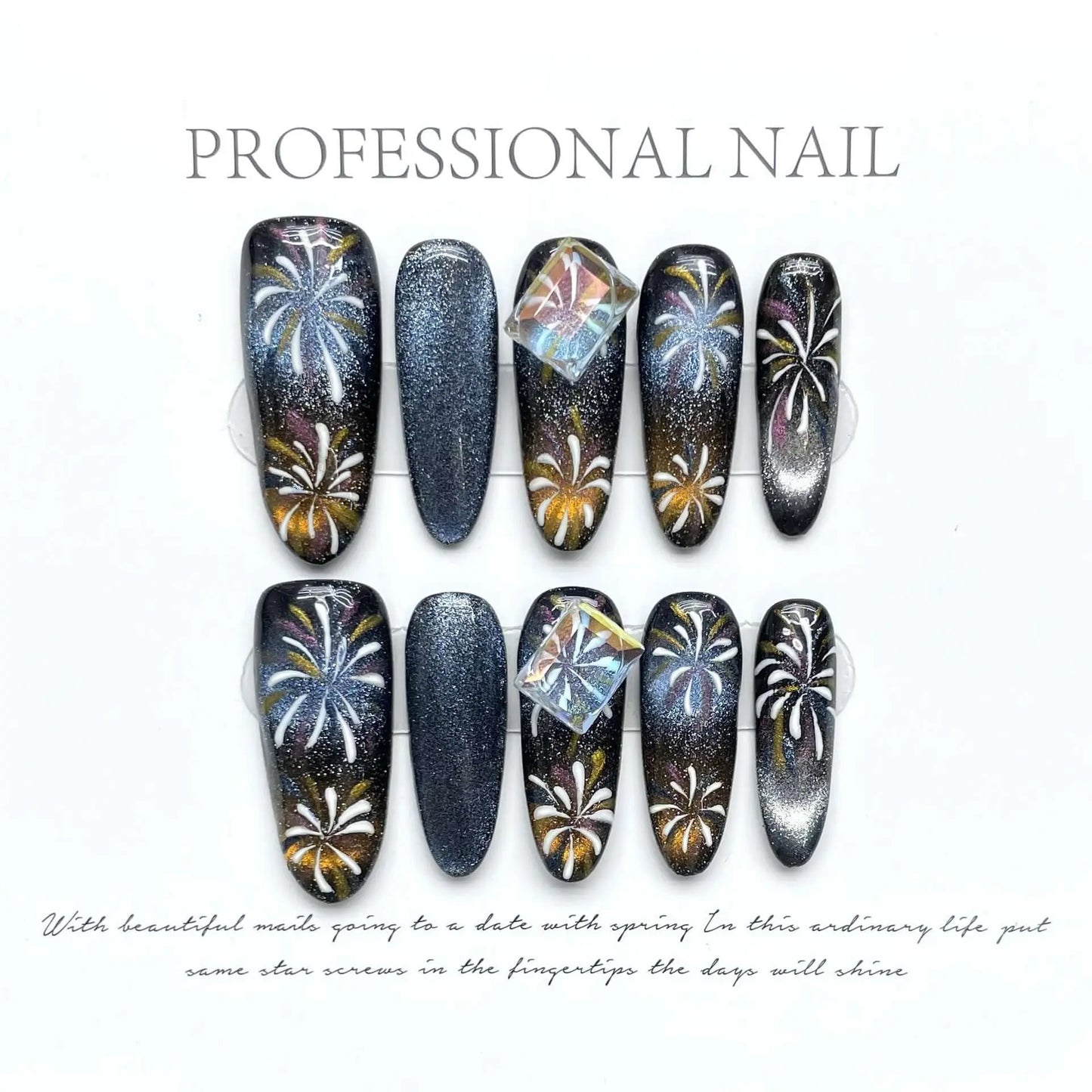 Wenston 3D Fashion Handmade Press On Nails Gel False Nails