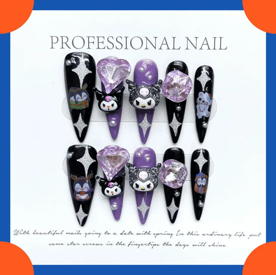 Wenston 3D Fashion Handmade Press On Nails Gel False Nails