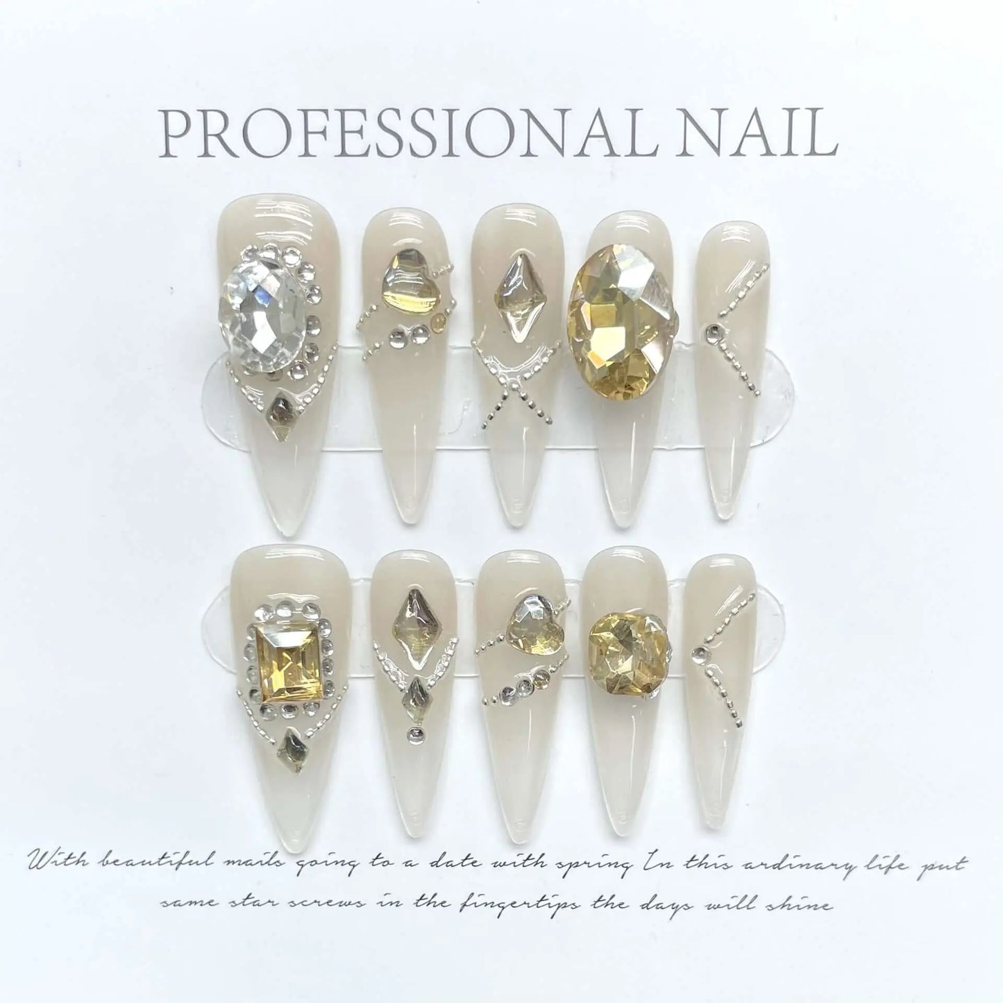 Wenston 3D Fashion Handmade Press On Nails Gel False Nails