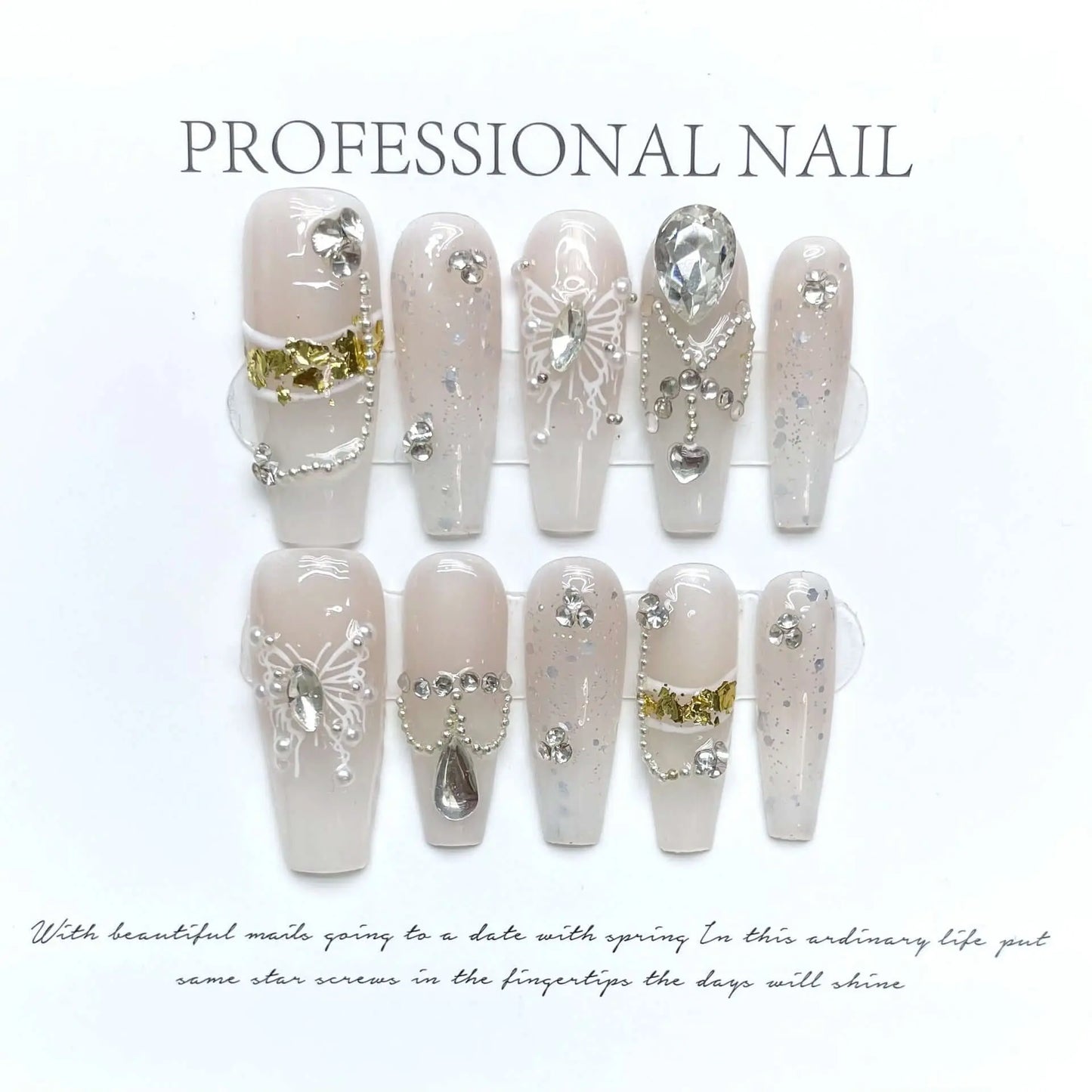 Wenston 3D Fashion Handmade Press On Nails Gel False Nails