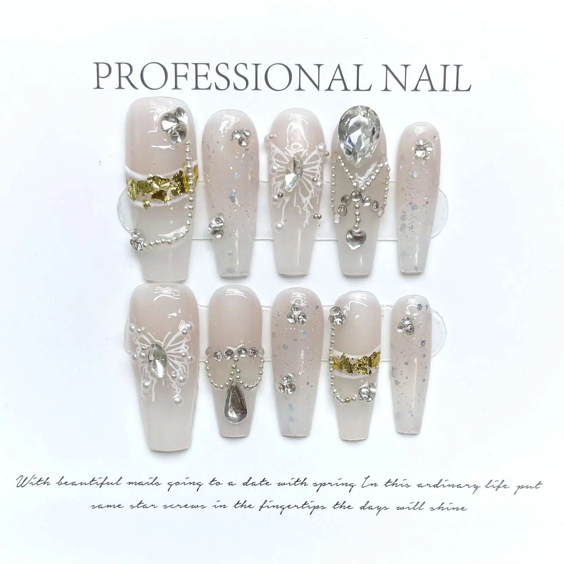 Wenston 3D Fashion Handmade Press On Nails Gel False Nails