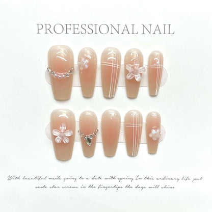 Wenston 3D Fashion Handmade Press On Nails Gel False Nails