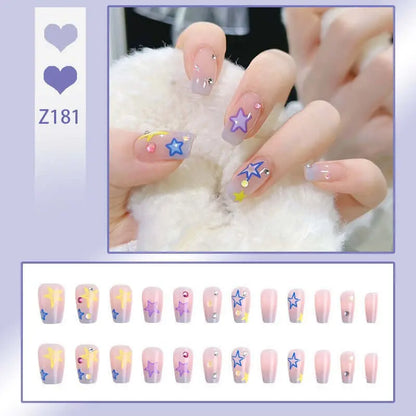 24pcs Wearable Pink Press On Fake Nails