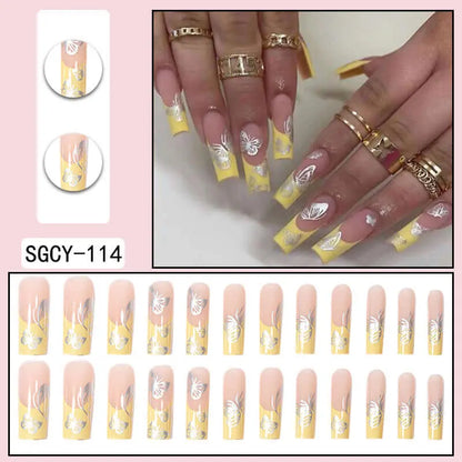 24Pcs Salon French Wenston Press on Nails Tip Nails for Nail Art